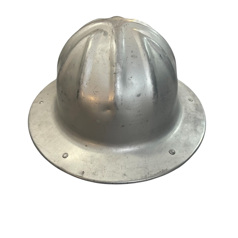 Vintage 1940s B.F. McDonald Aluminum Hard Hat Los Angeles Metal Full Brim - Picture 8 of 8